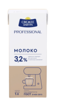 Молоко "Свежее Завтра" , PROFESSIONAL 3,2% 12шт*1л